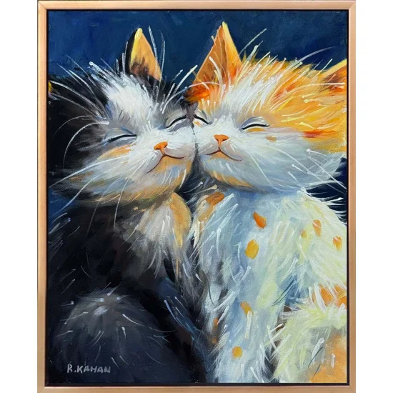 Mırıldayan Dostluk Yağlı Boya Tablosu