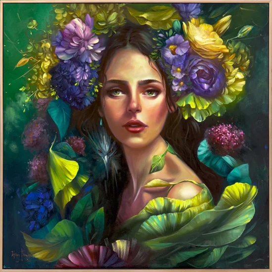 Woman in the Green Oil Painting