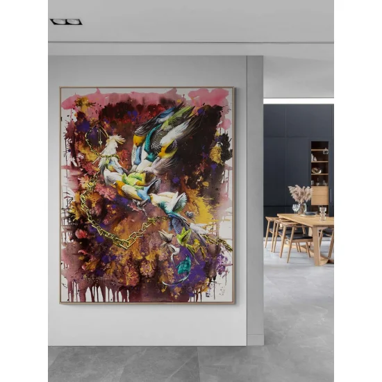 Meeting of Wings – Simurgh Oil Painting