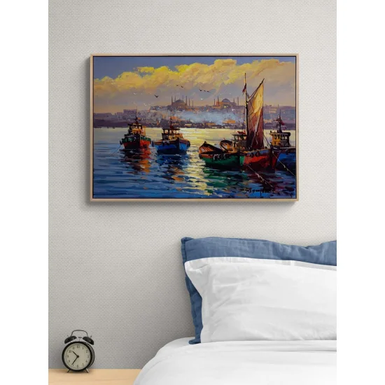 İstanbul Boğazı Akşam Yağlı Boya Tablosu