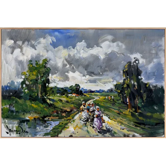 Evening in the Village Oil Painting