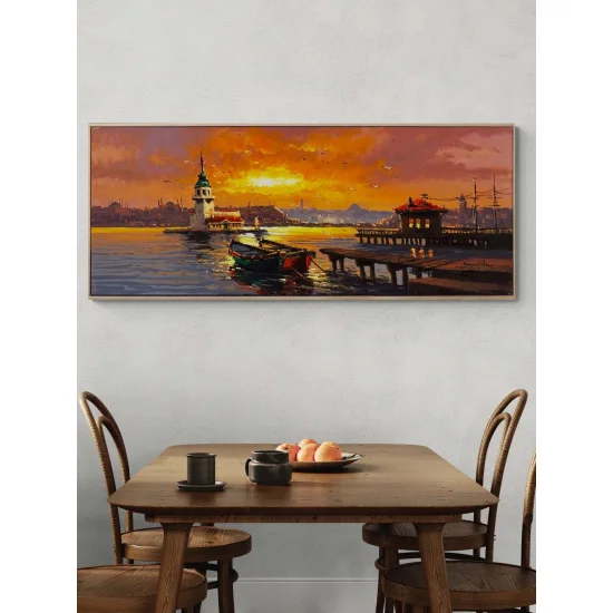 Ufka Doğru Kız Kulesi Yağlı Boya Tablosu