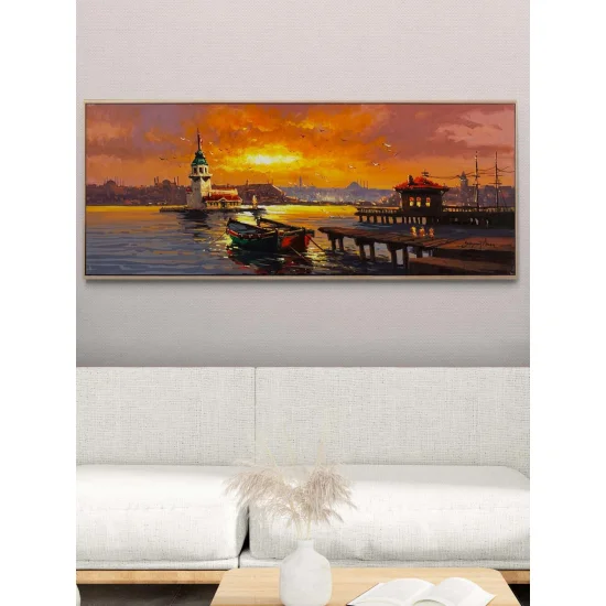 Ufka Doğru Kız Kulesi Yağlı Boya Tablosu