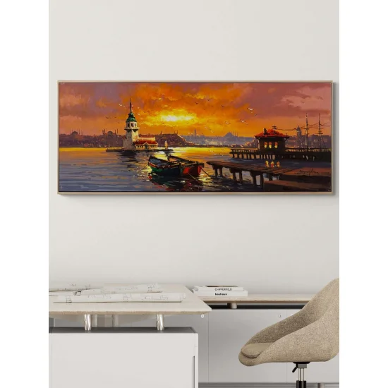 Ufka Doğru Kız Kulesi Yağlı Boya Tablosu