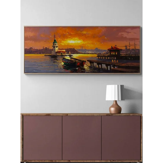 Ufka Doğru Kız Kulesi Yağlı Boya Tablosu