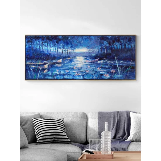 Lilies in the Moonlight Oil Painting