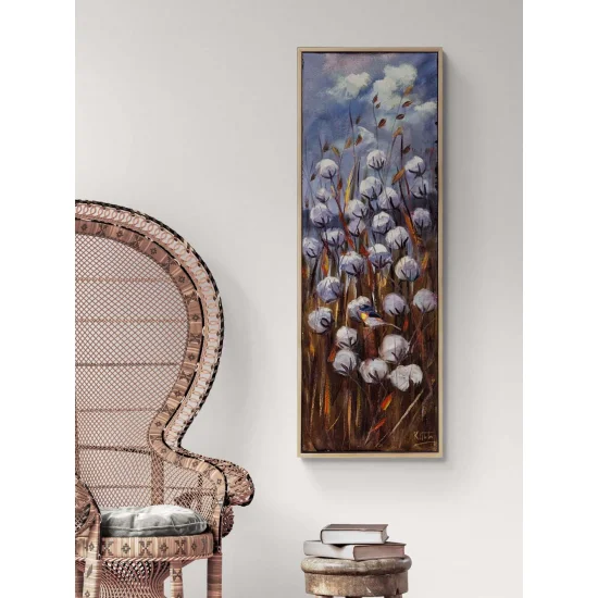 Toprağın Beyaz Çiçekleri Yağlı Boya Tablosu