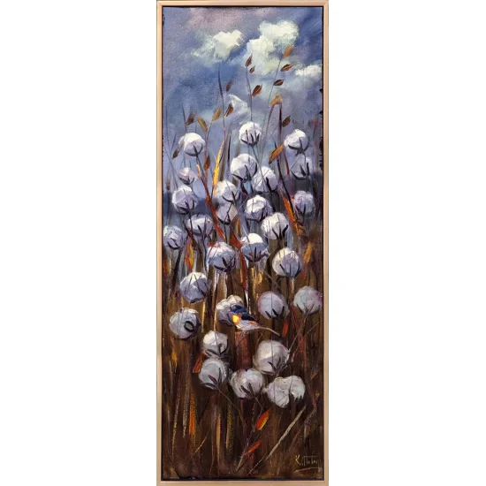 Toprağın Beyaz Çiçekleri Yağlı Boya Tablosu