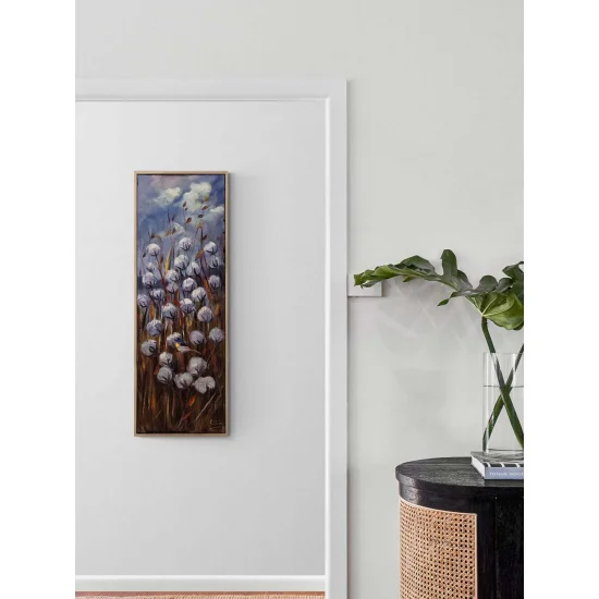 Toprağın Beyaz Çiçekleri Yağlı Boya Tablosu
