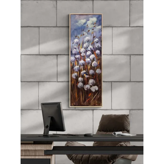 Toprağın Beyaz Çiçekleri Yağlı Boya Tablosu