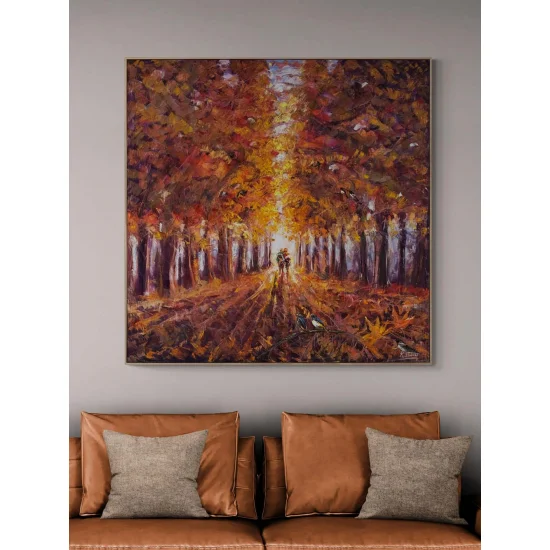 Kızıl Ağaçların Altında Yağlı Boya Tablosu