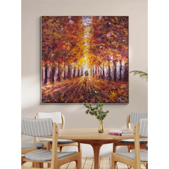 Kızıl Ağaçların Altında Yağlı Boya Tablosu