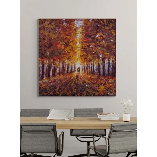 Kızıl Ağaçların Altında Yağlı Boya Tablosu