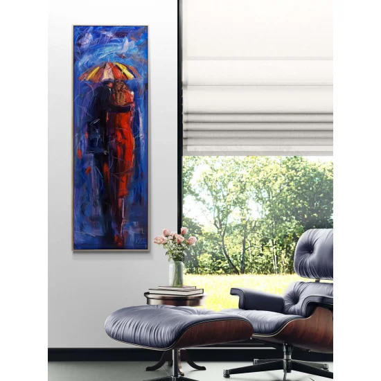 Yağmur Altında Aşk Yağlı Boya Tablosu