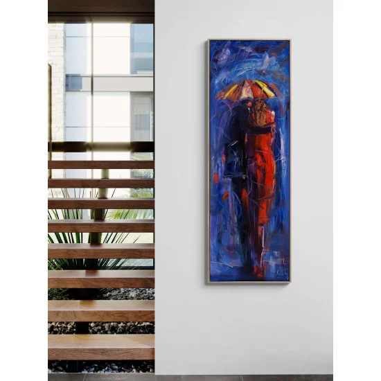 Yağmur Altında Aşk Yağlı Boya Tablosu