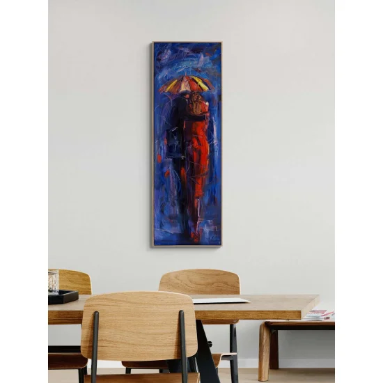 Yağmur Altında Aşk Yağlı Boya Tablosu