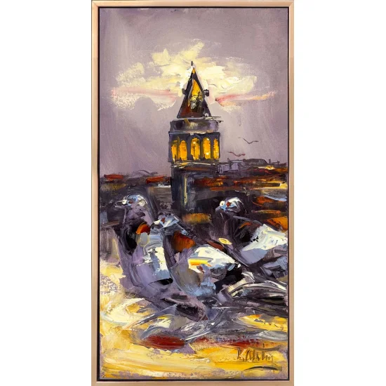 Güvercinlerin Şehri Yağlı Boya Tablosu