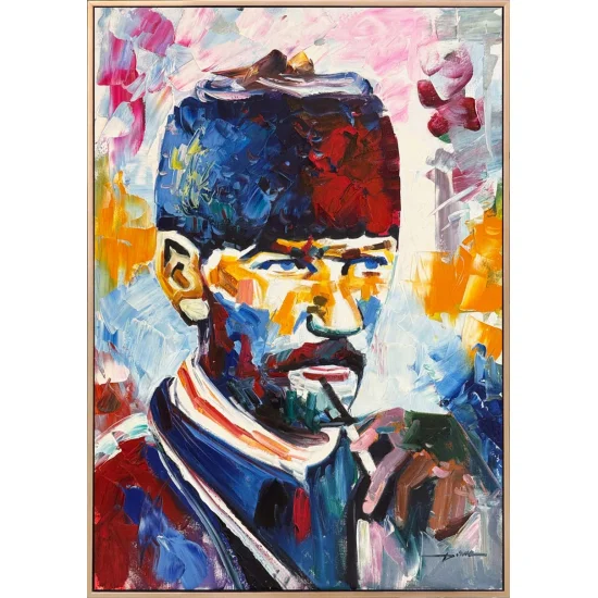 Kara Kalpakılı Atatürk Yağlı Boya Tablosu