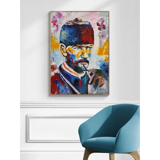 Kara Kalpakılı Atatürk Yağlı Boya Tablosu