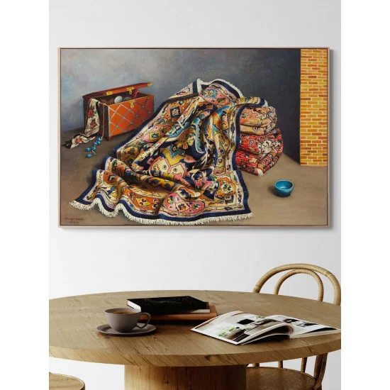 Eski Sandıkta Halı Yağlı Boya Tablosu