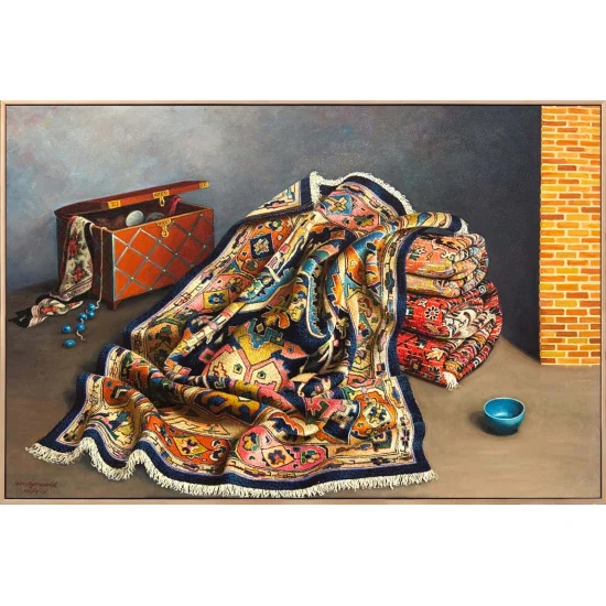 Eski Sandıkta Halı Yağlı Boya Tablosu