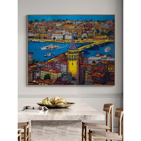 Kulenin Gölgesinde İstanbul Yağlı Boya Tablosu