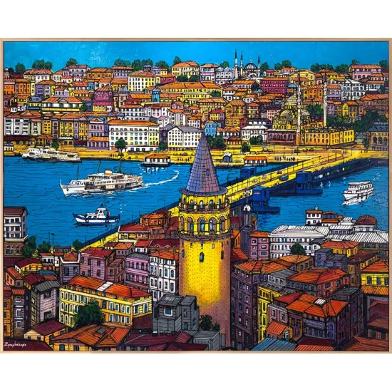 Kulenin Gölgesinde İstanbul Yağlı Boya Tablosu