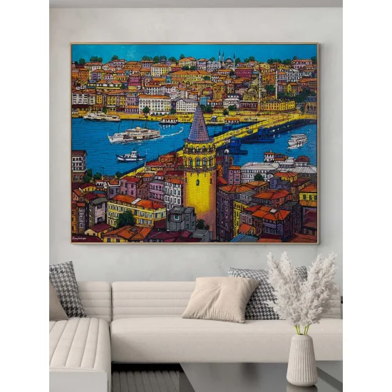 Kulenin Gölgesinde İstanbul Yağlı Boya Tablosu