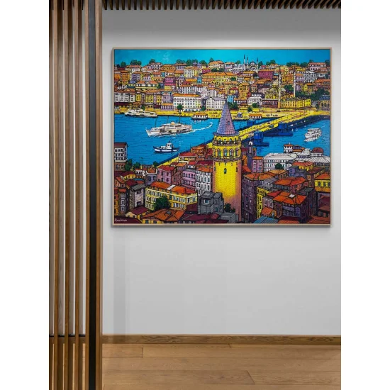 Kulenin Gölgesinde İstanbul Yağlı Boya Tablosu