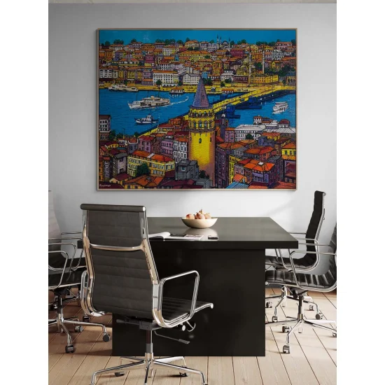 Kulenin Gölgesinde İstanbul Yağlı Boya Tablosu