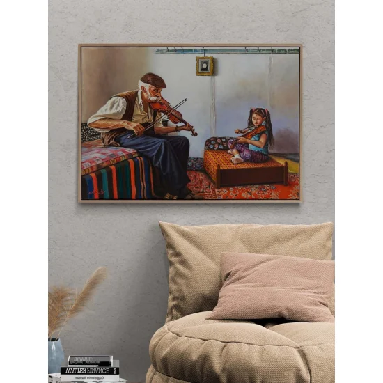 Dededen Kıza Melodi Yağlı Boya Tablosu