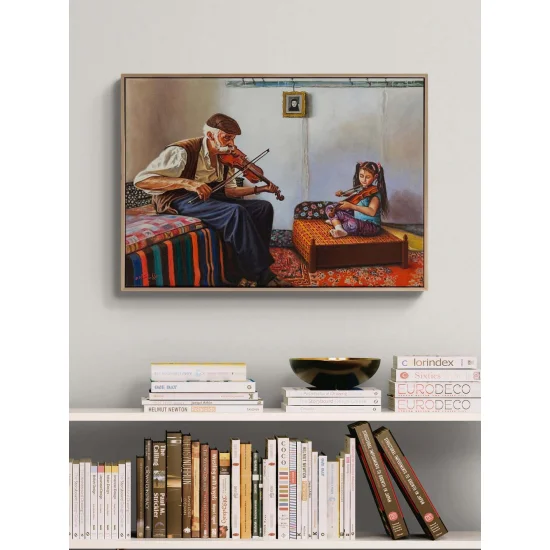 Dededen Kıza Melodi Yağlı Boya Tablosu