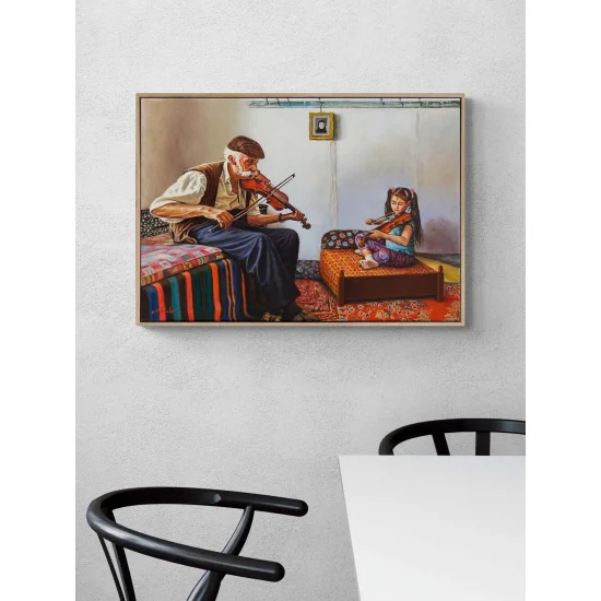 Dededen Kıza Melodi Yağlı Boya Tablosu