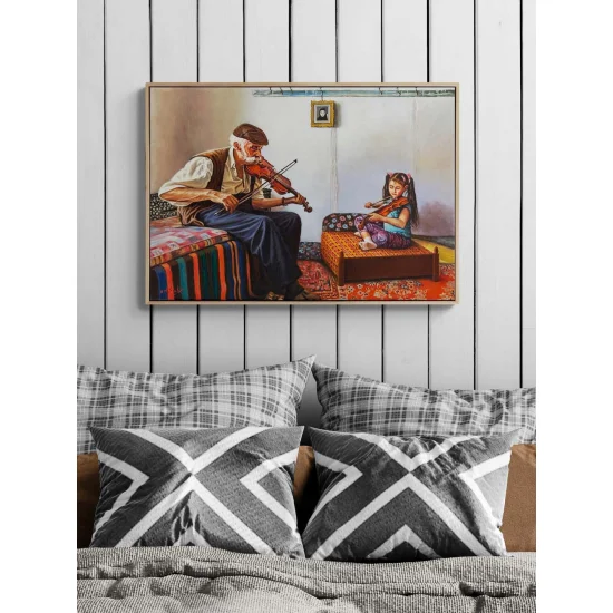 Dededen Kıza Melodi Yağlı Boya Tablosu