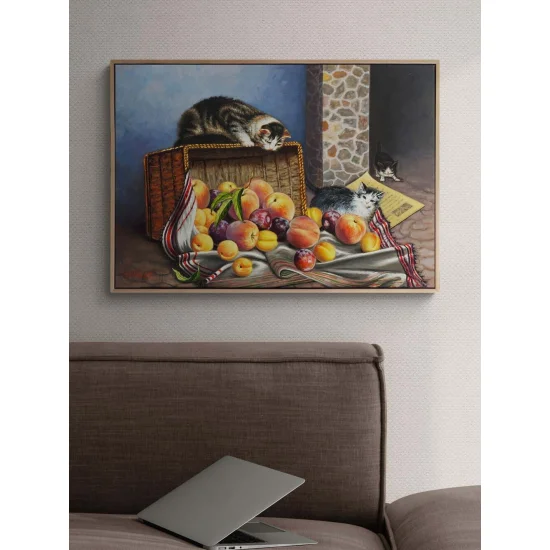 Cats in the Fruit Basket Oil Painting