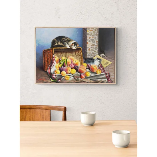 Cats in the Fruit Basket Oil Painting