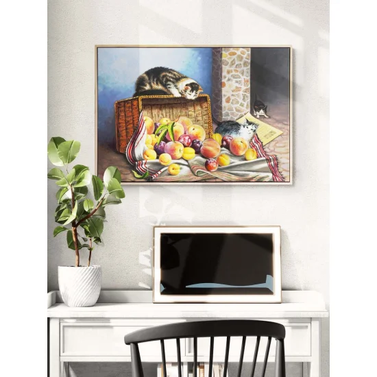 Cats in the Fruit Basket Oil Painting