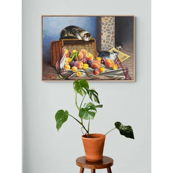Cats in the Fruit Basket Oil Painting