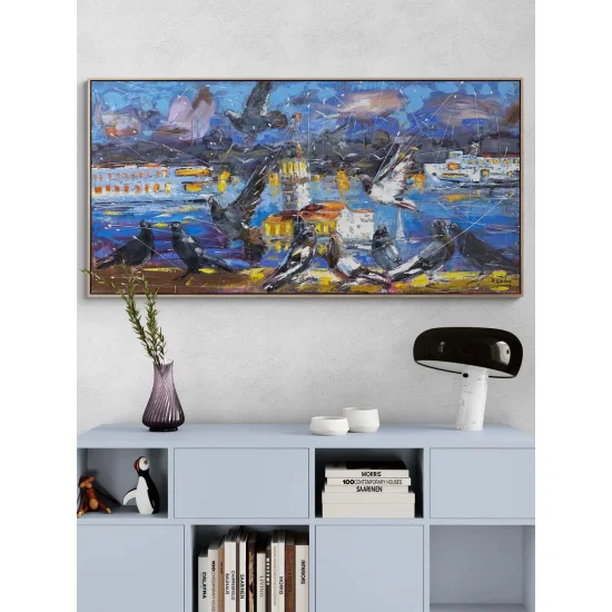 Kız Kulesi’ne Kanat Çırpışı Yağlı Boya Tablosu