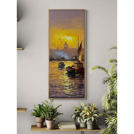 Günbatımında Galata Yağlı Boya Tablosu