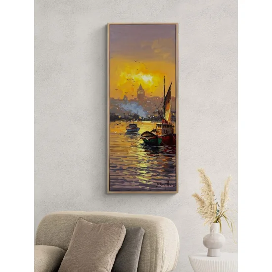 Günbatımında Galata Yağlı Boya Tablosu