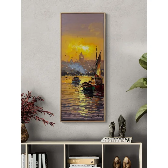 Günbatımında Galata Yağlı Boya Tablosu