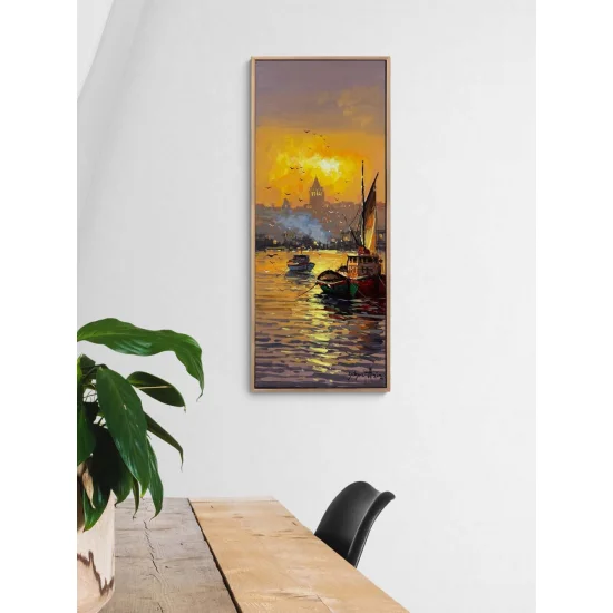 Günbatımında Galata Yağlı Boya Tablosu