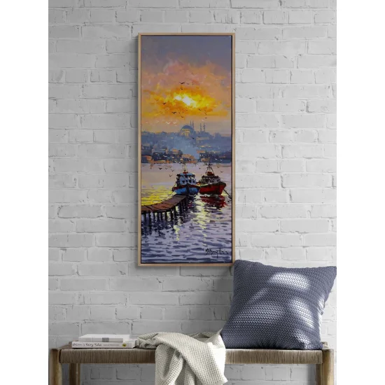 Istanbul with Seagulls Oil Painting