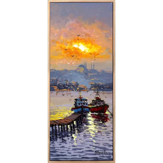 Istanbul with Seagulls Oil Painting