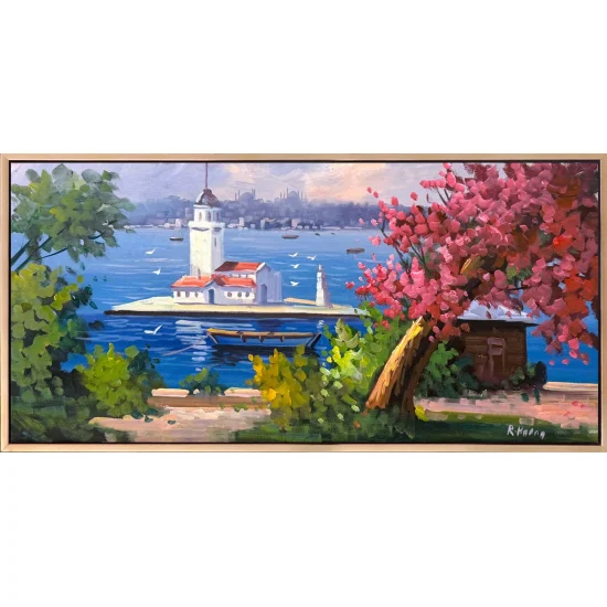 Kız Kulesi’nde Erguvan Yağlı Boya Tablosu