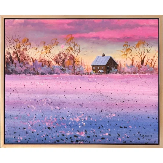 Günbatımında Kar Yağlı Boya Tablosu