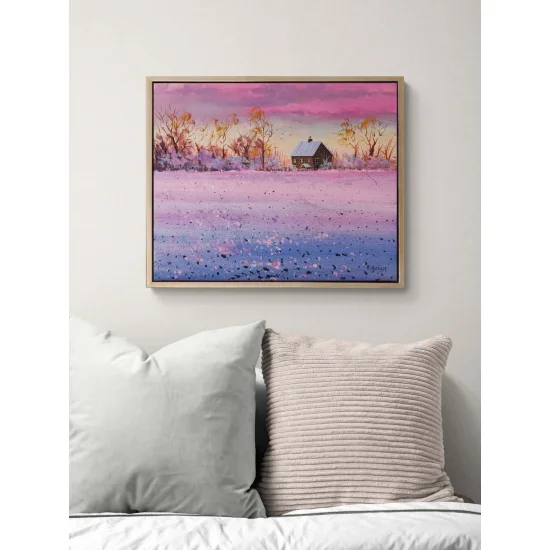 Günbatımında Kar Yağlı Boya Tablosu