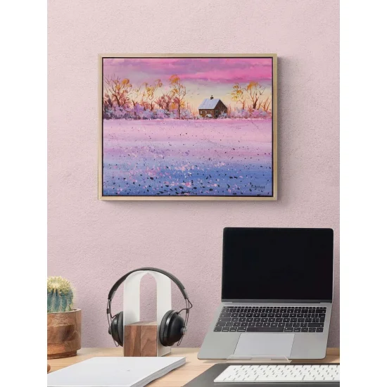 Günbatımında Kar Yağlı Boya Tablosu