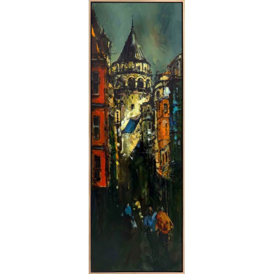 Zamana Karşı Galata Yağlı Boya Tablosu